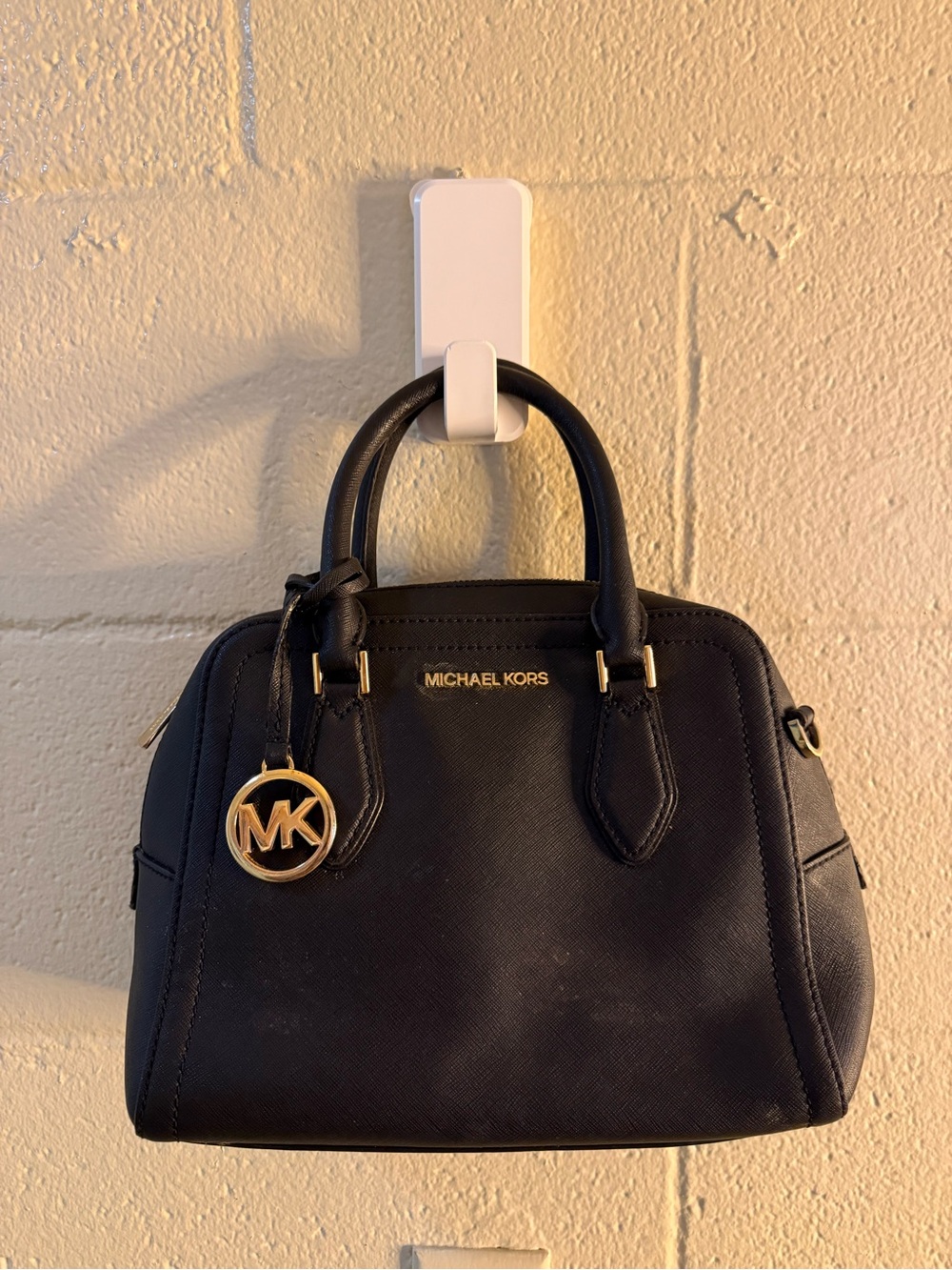 Michael Kors Black Saffiano Satchel with Gold Hardware
